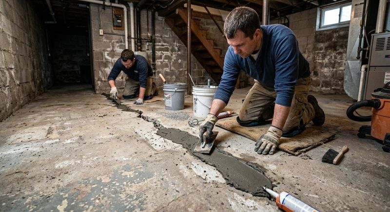 Cracked Basement Floor Repair in La Plata, MD