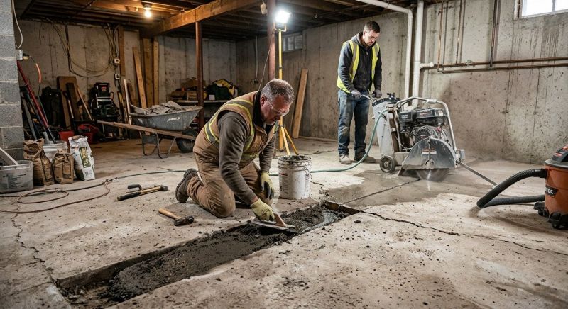 Cracked Basement Floor Repair in La Plata, MD