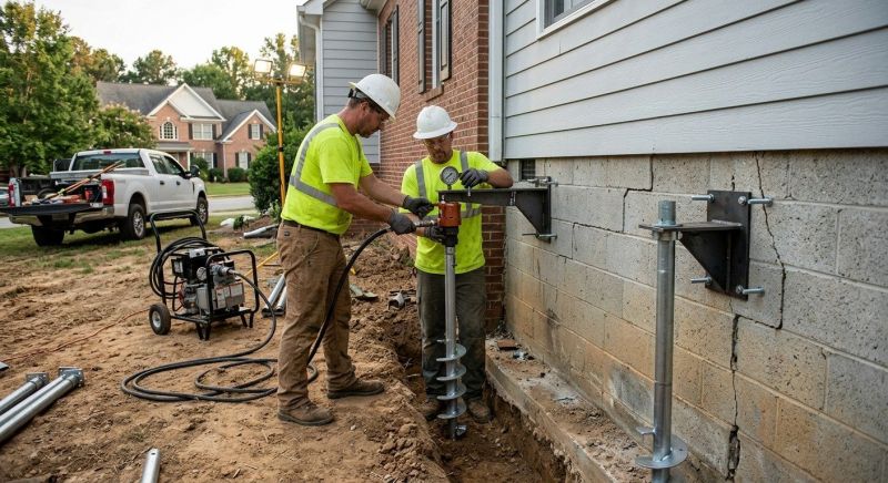 Helical Pile Installation in La Plata, MD